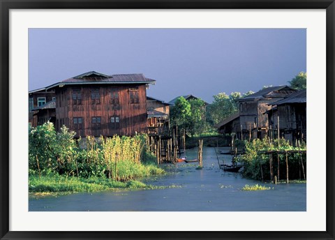 Framed Floating Village on Inle Lake, Myanmar Print