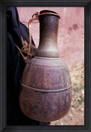 Framed Copper Water Jug is Carried from Well to Homes, Morocco Print