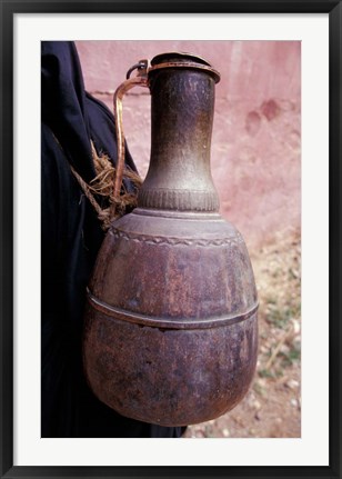 Framed Copper Water Jug is Carried from Well to Homes, Morocco Print