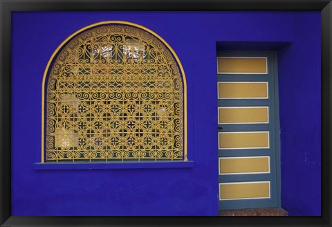 Framed Doorway in Jardin Majorelle, Marrakech, Morocco Print