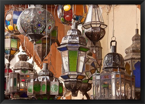 Framed Decorative lanterns in Fes medina, Morocco Print