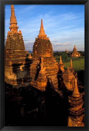 Framed Ancient Temples and Pagodas at Sunrise, Myanmar Print