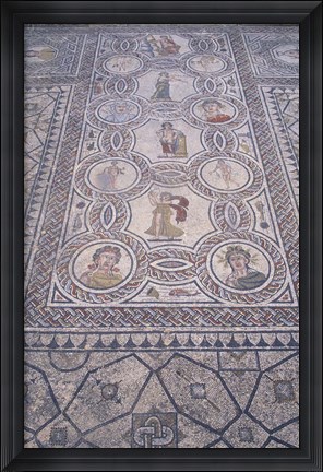Framed Abduction of Hylas Mosaic on Floor of an Ancient Roman Building, Morocco Print