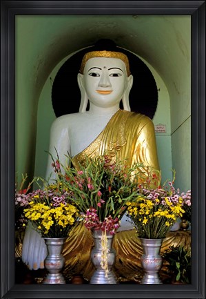 Framed Buddha with Flowers Print