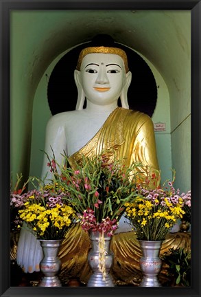 Framed Buddha with Flowers Print
