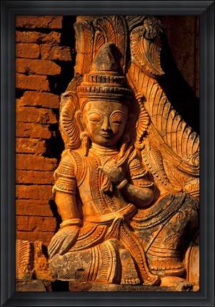 Framed Buddha Carving at Ancient Ruins of Indein Stupa Complex, Myanmar Print
