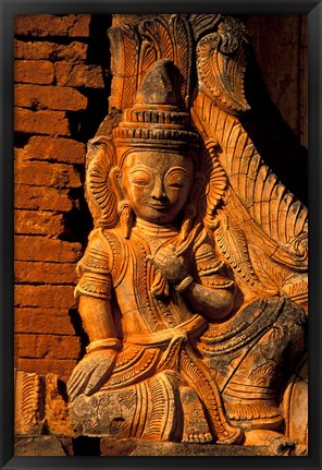 Framed Buddha Carving at Ancient Ruins of Indein Stupa Complex, Myanmar Print