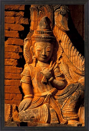 Framed Buddha Carving at Ancient Ruins of Indein Stupa Complex, Myanmar Print