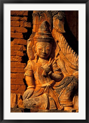 Framed Buddha Carving at Ancient Ruins of Indein Stupa Complex, Myanmar Print