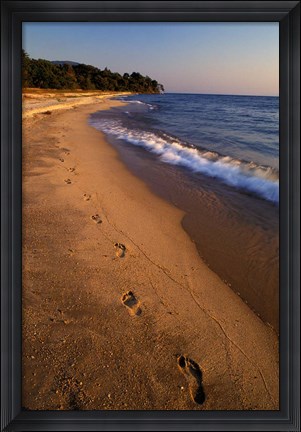 Framed Africa, Tanzaniz, Lake Tanganika. Beach footprints Print