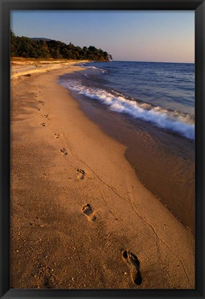 Framed Africa, Tanzaniz, Lake Tanganika. Beach footprints Print