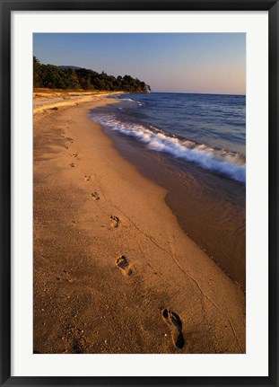 Framed Africa, Tanzaniz, Lake Tanganika. Beach footprints Print