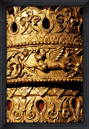 Framed Decorated Column, Sule Paya, Yangon, Myanmar Print