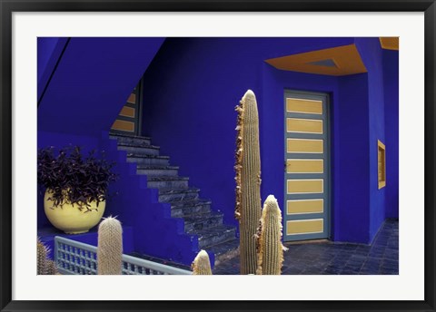 Framed Door and Plants in Jardin Majorelle, Marrakech, Morocco Print