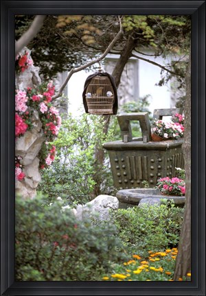 Framed Caged Songbird Hangs in Administrator&#39;s Garden, Suzhou, Jiangsu Province, China Print