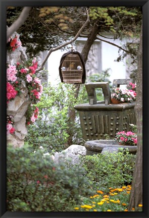 Framed Caged Songbird Hangs in Administrator&#39;s Garden, Suzhou, Jiangsu Province, China Print