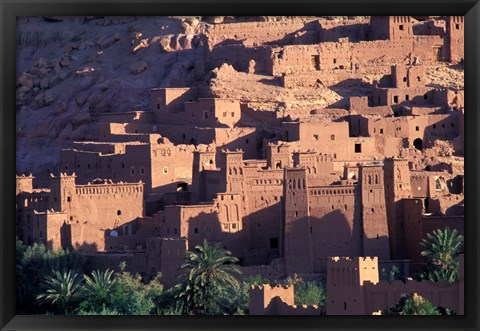 Framed Ait Benhaddou Ksour (Fortified Village) with Pise (Mud Brick) Houses, Morocco Print