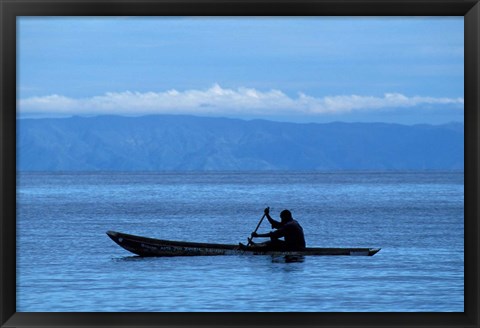 Framed Canoe on Lake Tanganyika, Tanzania Print