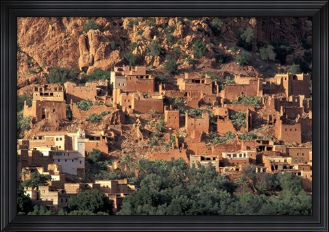 Framed Fortified Homes of Mud and Straw (Kasbahs) and Mosque, Morocco Print