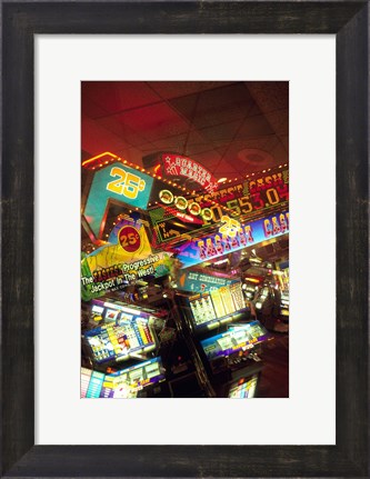Framed Double exposure, casino signs, Reno, Nevada Print