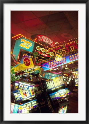 Framed Double exposure, casino signs, Reno, Nevada Print