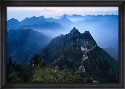 Framed Great Wall in Early Morning Mist, China Print