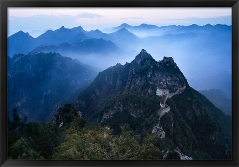 Framed Great Wall in Early Morning Mist, China Print