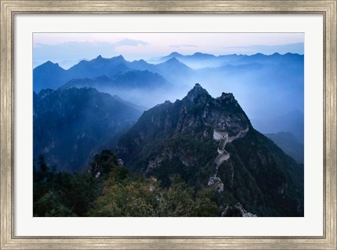 Framed Great Wall in Early Morning Mist, China Print