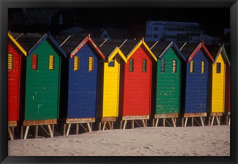 Framed Colorful Bathing Boxes, South Africa Print