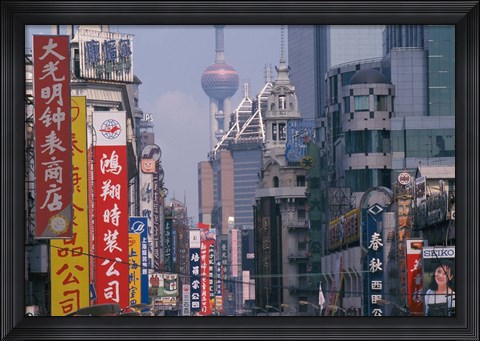 Framed Busy Nanjing Road, Shanghai, China Print