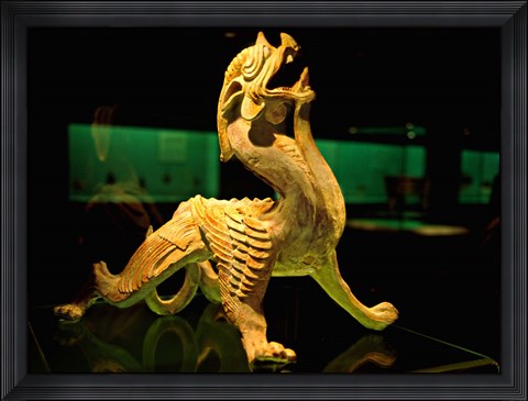 Framed China, Shanghai, Bixie Mythical Beast Statue Print