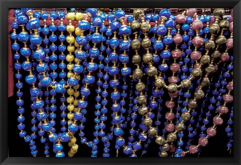 Framed Colorful Beads For Sale in Khan al-Khalili Bazaar, Cairo, Egypt Print