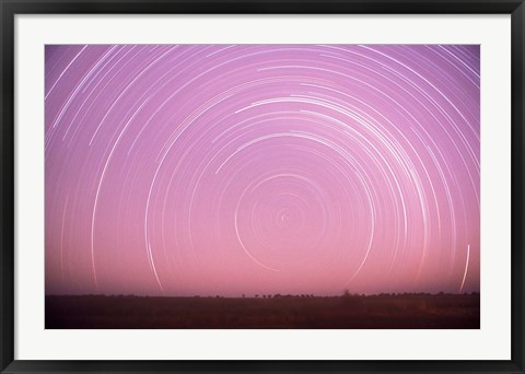 Framed Africa, Botswana, Linyanti Swamps. Star trails Print