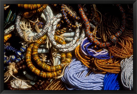 Framed Detail of Beads for Jewelry Making, Makola Market, Accra, Ghana Print