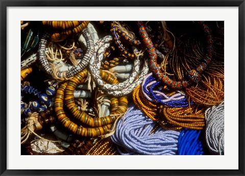 Framed Detail of Beads for Jewelry Making, Makola Market, Accra, Ghana Print