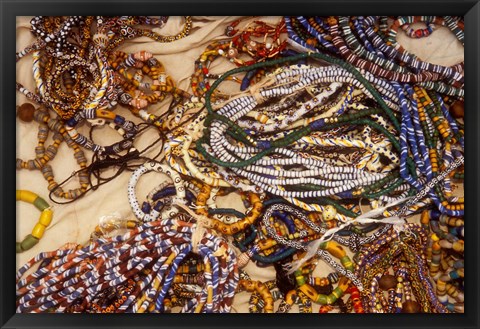 Framed Beadmaker Displaying Samples, Asameng, Ghana Print