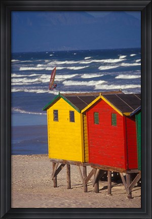 Framed Yellow and Red Bathing Boxes, South Africa Print