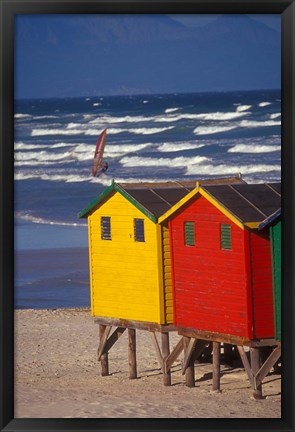 Framed Yellow and Red Bathing Boxes, South Africa Print