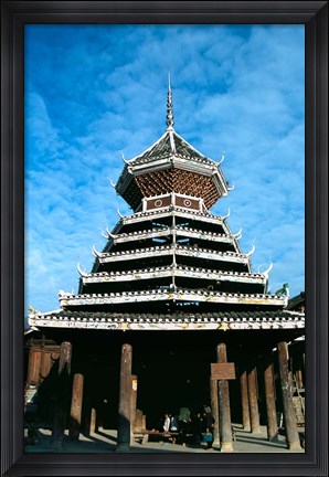 Framed Dong People&#39;s Traditional Drum Tower, China Print