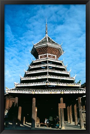 Framed Dong People&#39;s Traditional Drum Tower, China Print