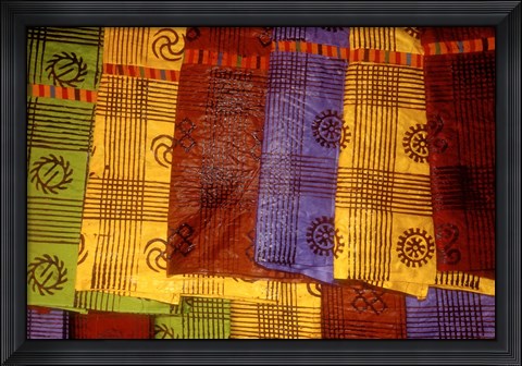 Framed Detail of Adinkra Cloth, Market, Sampa, Brongo-Ahafo Region, Ghana Print