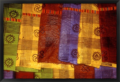 Framed Detail of Adinkra Cloth, Market, Sampa, Brongo-Ahafo Region, Ghana Print