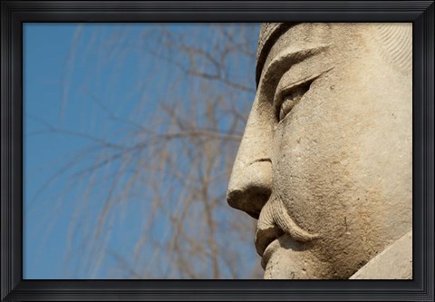 Framed Detail of warrior statue, Changling Sacred Way, Beijing, China Print