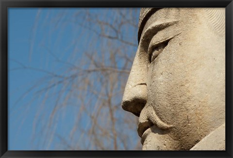 Framed Detail of warrior statue, Changling Sacred Way, Beijing, China Print