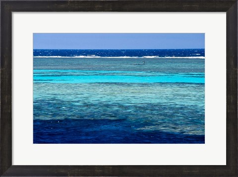 Framed Fisherman, Wooden Boat, Panorama Reef, Red Sea, Egypt Print