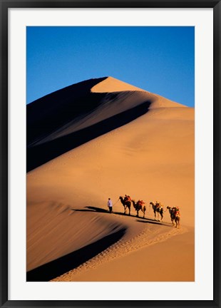 Framed Camel Caravan with Sand Dune, Silk Road, China Print