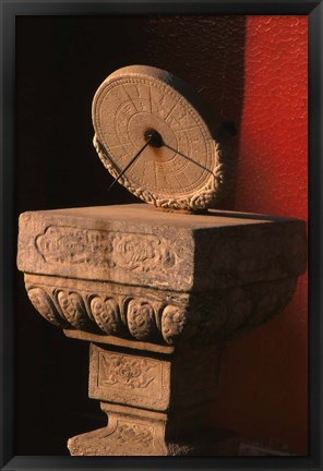 Framed Ancient Marble Sundial, Forbidden City, Beijing, China Print