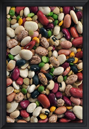 Framed Colorful dried bean soup mixture, cuisine Print