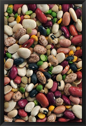 Framed Colorful dried bean soup mixture, cuisine Print