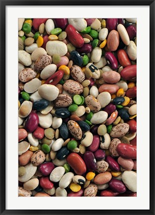 Framed Colorful dried bean soup mixture, cuisine Print